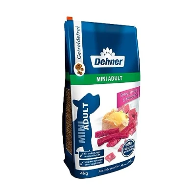 Abbildung von Dehner Premium Hundefutter, Trockenfutter getreidefrei, für ausgewachsene Hunde kleiner Rassen, Ente / Lamm Kartoffel, 4 kg