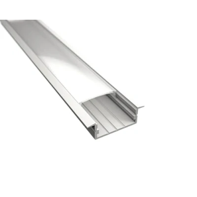 Abbildung von 2m LED Einbauprofil WIDE IN 20 Aluminium Weiß für Streifen inkl. Abdeckung milchig, Bänder bis max. 20mm Montage Leiste (2m Profil + matte Abdeckung)
