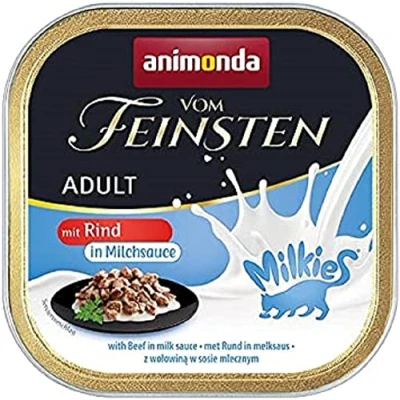 Abbildung von vom Feinsten Katzenfutter nass Milkies mit Rind in Milchsauce (32 x 100g), ohne Getreide und Zucker von animonda, mitfrischen, fleischlichen Zutaten