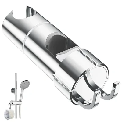 Abbildung von Alyvisun Verstellbarer Duschhalterung mit 2 Haken für 20,523,5 mm Duschköpfe, Universal Duschkopfhalterung Ohne Bohren 1825 Duschstange, Verchromt Handbrause Halterung