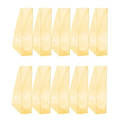 Abbildung von OFFICER PRODUCTS Stehsammler Modernes Design/ 10 Stück / A4 Farbe: Orange Transparent/Hart Kunststoff/Durchbrochen/Schreibtisch Organizer für Zeitschriften/Bruchsicher