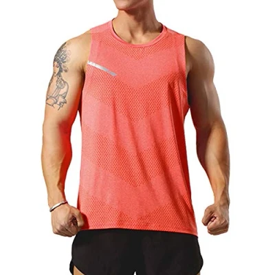 Abbildung von GYMAPE Herren Sportlich Trainieren Tanktops Ärmellos Muskel Laufshirts Ausbildung Schnelltrocknend Fitnessstudio Aktive Kleidung Orange XL