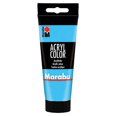 Abbildung von Marabu 12010050090 Acryl Color hellblau 100 ml, cremige Acrylfarbe auf Wasserbasis, schnell trocknend, lichtecht, wasserfest, zum Auftragen mit Pinsel und Schwamm Leinwand, Papier Holz