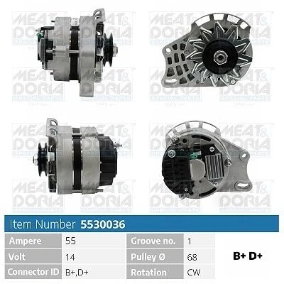 Abbildung von MEAT &amp; DORIA 5530036 Lichtmaschine 14V 55A FIAT: Seicento / 600 Schrägheck, Cinquecento, Panda I Schrägheck