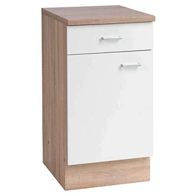 Abbildung von Menke Küchen Unterschrank SONEA, Eiche Sonoma Dekor, Weiß, mit 1 Tür und Schublade, Breite 40 cm