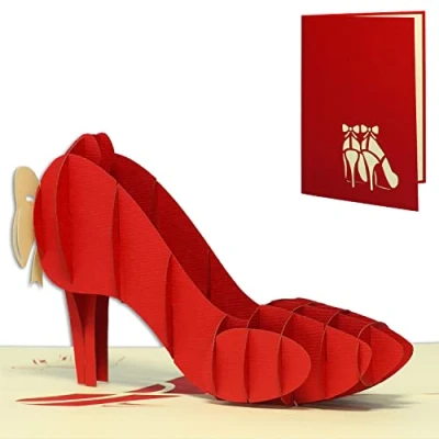 Abbildung von LINPOPUP®, Pop Up Karte Shopping, Schuh, Geburtstagskarte Gutschein, Shopper, Einkaufen Gutscheinkarte, Grußkarte Geldkarten, Geschenkkarte Schuhe, N259