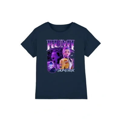 Abbildung von Netflix KPOP Demon Hunters Huntrix HUNTR/X RUMI Bootleg Tshirt print für Kinder, Größe: 152 158, Dark blue
