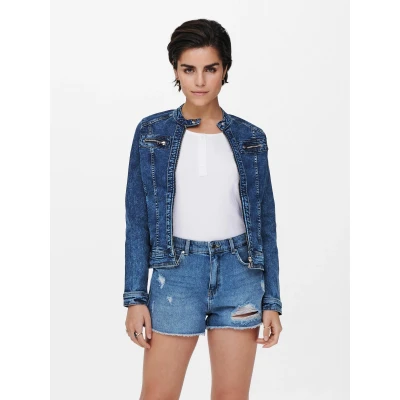 Abbildung von ONLY Onltia Bandit Biker Jacket Jeansjacke, Damen, Größe: 36, Medium blue denim