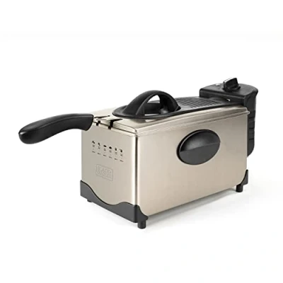 Abbildung von BLACK+DECKER BXDF2100E Elektrische Fritteuse, 2100 W, Kapazität 3 l, Temperaturauswahl, Abnehmbar, Einfache Reinigung, Spülmaschinenfest, Edelstahl, Grau