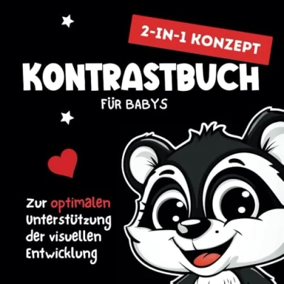 Abbildung von Kontrastbuch für Babys: 2 in 1 Konzept zur Unterstützung der visuellen Entwicklung