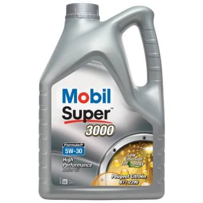 Abbildung von Mobil Super 3000 Formula P 0W 30 5l Motoröl 153779 PEUGEOT: 206 Schrägheck, 207 208 I HYUNDAI: i20 II Schrägheck