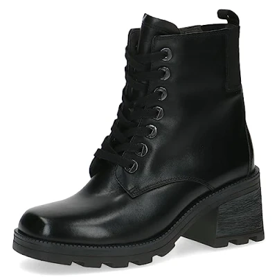 Abbildung von CAPRICE Damen Stiefeletten zum Schnüren aus Leder mit Blockabsatz, Schwarz (Black Nappa), 36 EU