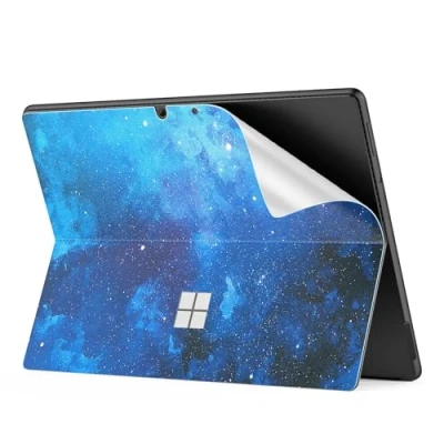 Abbildung von MoKo Tablet Rückenfolie für Microsoft Surface Pro 11 /Surface 10 9/Pro8, PU Leder Schutzfolie Kratzfeste Schutzabdeckung 11/10 13 Zoll, Blau Sterne