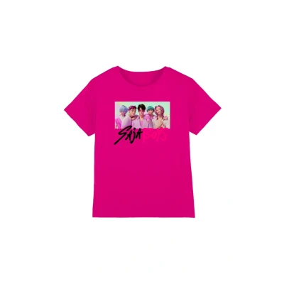 Abbildung von Netflix KPOP Demon Hunters SAJA Photo Frame Tshirt print für Kinder, Größe: 152 158, Neon pink