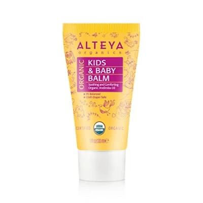 Abbildung von Alteya Organic Kids and Baby Balm 30 ml USDA Certified Award Winning Skin Care Treatment with Bulgarian Rose Essential Oil Healing Protecting Sensitive Irritated
