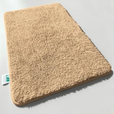 Abbildung von casa pura Badematte beige weicher, Flauschiger Badezimmerteppich in Shaggy Optik, Badvorleger rutschfest waschbar Duschvorleger, Teppich Fußmatte für Badezimmer, Dusche 50x80 cm, Sky Soft