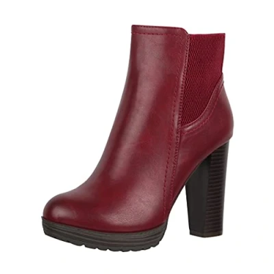 Abbildung von Elara Damen Stiefelette Ankle Boots Chunkyrayan EL500 Bordeaux 38