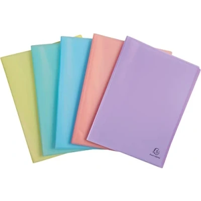 Abbildung von Exacompta Ref. 88470E 5 Stück Chromaline Pastell 40 Klarsichthüllen 80 Seiten für A4 Maße: 24 x 32 cm Deckel aus recyceltem Polypropylen transluzent verschiedene Farben