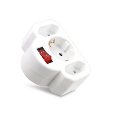 Abbildung von HEITECH 3 Wege Steckdosenadapter mit Schalter Maximallast 3500 W Mehrfachsteckdose