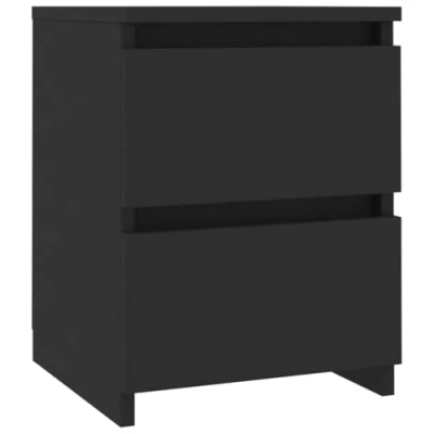 Abbildung von vidaXL Nachttisch 2 Schubladen Nachtschrank Nachtkommode Nachtkonsole Nachtschränckchen Schlafzimmer Kommode Schwarz 30x30x40cm Holzwerkstoff