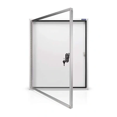Abbildung von magnetoplan Schaukasten CC, 4 x A4, weitere Größen auswählbar mit Sicherheitsglas für Außenbereich, weiß/aluminium/grau