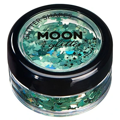 Abbildung von Holographische Glitzer Formen von Moon Glitter 100% kosmetische für Gesicht, Körper, Nägel, Haare und Lippen 3g Grün