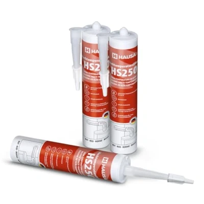 Abbildung von HAUSA Hochtemperatursilikon HS250 rot 3 x 300ml dauerelastische hitzebeständige Dichtmasse +315C Dichtstoff zum Kleben Abdichten von Öfen Kochfeldern Motoren schnellhärtend ölbeständig