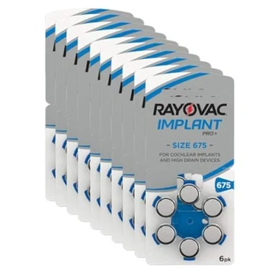 Abbildung von Rayovac 675CP Implant Pro+ (Größe 675 Pack mit 60 Batterien für Cochlear Implantate Hörhilfen Hörverstärker) Blau