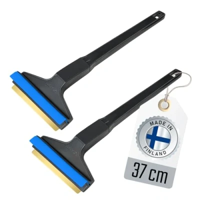 Abbildung von [ 2 Stück ] Eiskratzer Auto lang Murska Scheibenkratzer 370mm Messing Klinge Eisschaber Kratzer Winter Schnee Eis Bus VAN Transporter SUV Finnland (2x L&amp;P A055 Schwarz Blau)