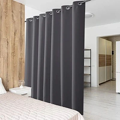 Abbildung von PONY DANCE Thermovorhang Kälteschutz Haustür/Trennwand Raumteiler Vorhang Wärmeisolierend H 210 x B 254 cm 1er Set Türvorhang Extra Breite Gardine Grau Verdunklung Ösenschal Blickdicht