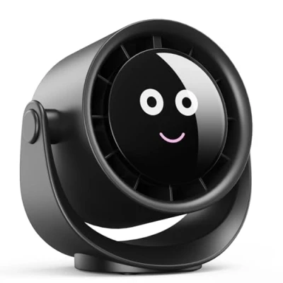Abbildung von Fitabok USB Ventilator, Kleiner Tischventilator mit 5 Geschwindigkeiten, LED Display, 360 Drehung Ventilatoren, 4000mAh Akku, Starker Luftstrom, Mini Wiederaufladbar Fans für Haus Schlafzimme Büro