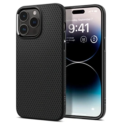 Abbildung von Apple iPhone 14 Pro Max Hülle Silikon Spigen Soft Case/Backcover Handyhülle Schwarz Shockproof/Stoßfest