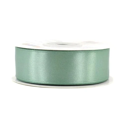 Abbildung von Satinband 25mm x 25m Rolle FARBAUSWAHL in 3/6/12/18/25/38/50/75/100mm farbecht &amp; waschbar Schleifenband für Hochzeit Geschenkband zum Verpacken Dekorieren Basteln Eukalyptus 509