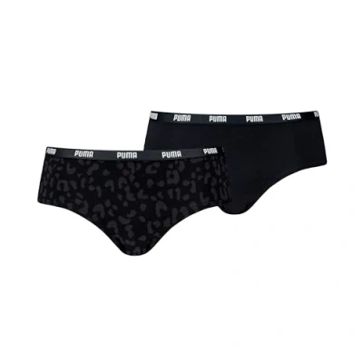 Abbildung von Puma Women Printed Hipster Packed 2PACK Slip, Damen, Größe: Large, Black