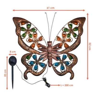 Abbildung von Spetebo Wanddekoobjekt Solar Schmetterling in bronze (Artikel, 1 St., inklusive Modul), Wandbild mit 24 LED warm weiß