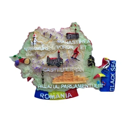 Abbildung von Rumänien 3D Kühlschrankmagnet, Reiseaufkleber, Souvenirs, Heim und Küchendekoration, Rumänien, Kühlschrankmagnet aus China