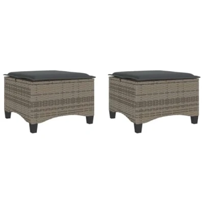 Abbildung von vidaXL Hocker Gartenhocker mit Kissen 2 Stk. Grau 55x55x36 cm Poly Rattan (1 St)