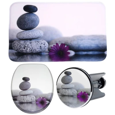 Abbildung von Sanilo Badaccessoire Set &quot;Energy Stones&quot;, (Komplett Set, 3 tlg.), bestehend aus WC Sitz, Badteppich und Waschbeckenstöpsel