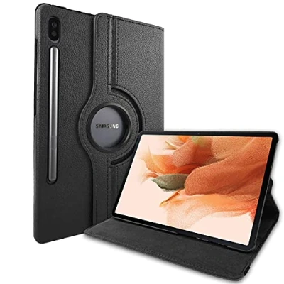 Abbildung von Lobwerk Hülle für Samsung Tab S7+ Plus S T970 T975 S7 FE SM T730 X800 Smart Cover Etui mit Standfunktion und Auto Sleep/Wake Funktion Schwarz
