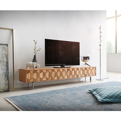 Abbildung von Lowboard Fevo 200 cm Akazie Natur 4 Türen L Fuß