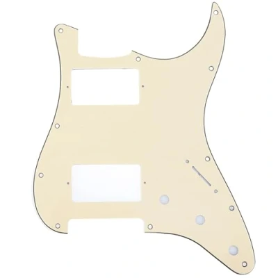 Abbildung von Musiclily Pro 11 Löcher HH Pickguard Gitarren Schlagbrett für Fender American/Mexican Standard Strat Stratocaster Modern Style,3 lagig Crème