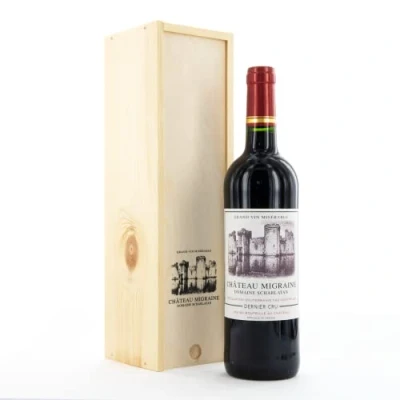 Abbildung von Bull &amp; Bear Château Migraine Domaine Scharlatan Rotwein trocken in Holzkiste, aus Frankreich, Geschenkset Geschenkbox