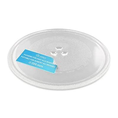 Abbildung von DL pro Universal Mikrowellenteller 25,5cm Drehteller Drehscheibe Teller Glasteller Glasplatte Glasdrehteller mit 3 Noppen 255mm Rund Ersatz für Microwelle Mikrowelle