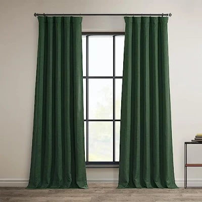 Abbildung von HPD Half Price Drapes Verdunkelungsvorhänge aus Leinenimitat, 274 cm lang, luxuriöse Leinenvorhänge für Schlafzimmer und Wohnzimmer (1 Paneel), 127 x cm, Schlüsselgrün