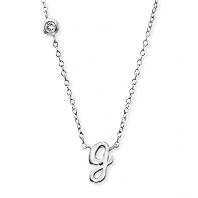Abbildung von Engelsrufer Halskette aus Sterling Silber mit Anhänger Buchstabe G besetzt einem Zirkonia Stein in zwei Längen verstellbar Länge: 44cm