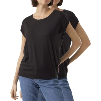 Abbildung von Vero Moda T Shirt Stilvolles Basic mit Rundhalsausschnitt (2er Pack) in Unifarbe