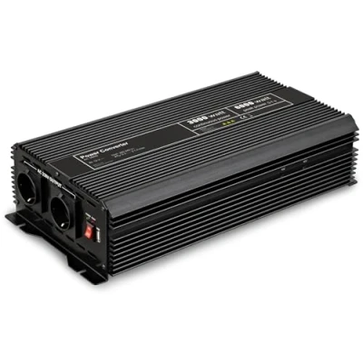 Abbildung von Goobay 58892 Spannungswandler / Wechselrichter Inverter 12V auf 230V 3000W 6000W mit 2x AC Steckdosen und 1x USB Anschluss (2100mA)