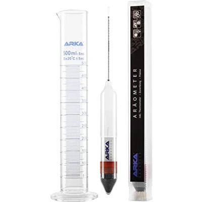 Abbildung von ARKA Aräometer Set inkl. Thermometer &amp; Messzylinder aus Borosilikatglas 3.3 Hochpräzise Dichtemessung für Meerwasseraquarien, laborqualität, benutzerfreundlich