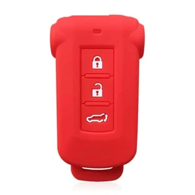Abbildung von Nordecco Silikon Schlüssel Schutzhülle für Mitsubishi Outlander PHEV Pajero Delica D5 2014 2017 2018 3 Tasten KeyLess (rot)
