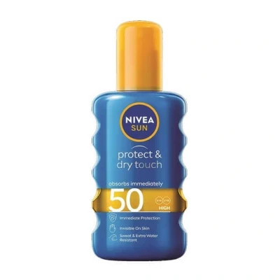 Abbildung von NIVEA SUN UV Dry Protect Sport Sonnenspray LSF 50 (200 ml), 100% transparenter Sonnenschutz speziell für Sportler, schweißresistente &amp; extra wasserfeste Sonnencreme